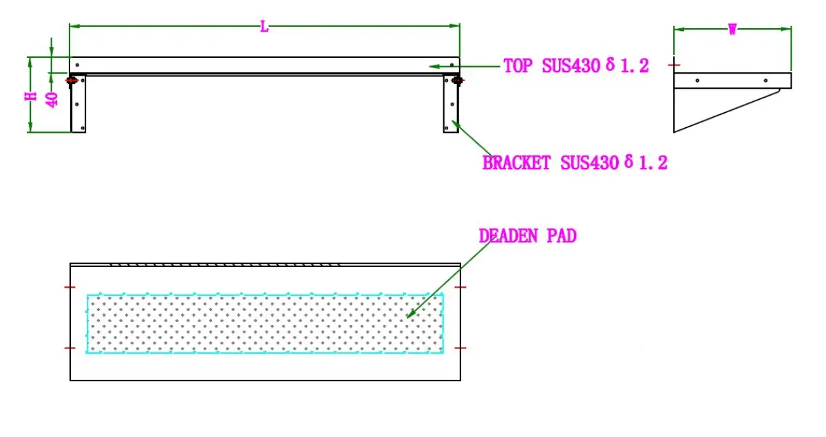 300 SS WALL SHELVES 1000 INCL. BRACKETS
