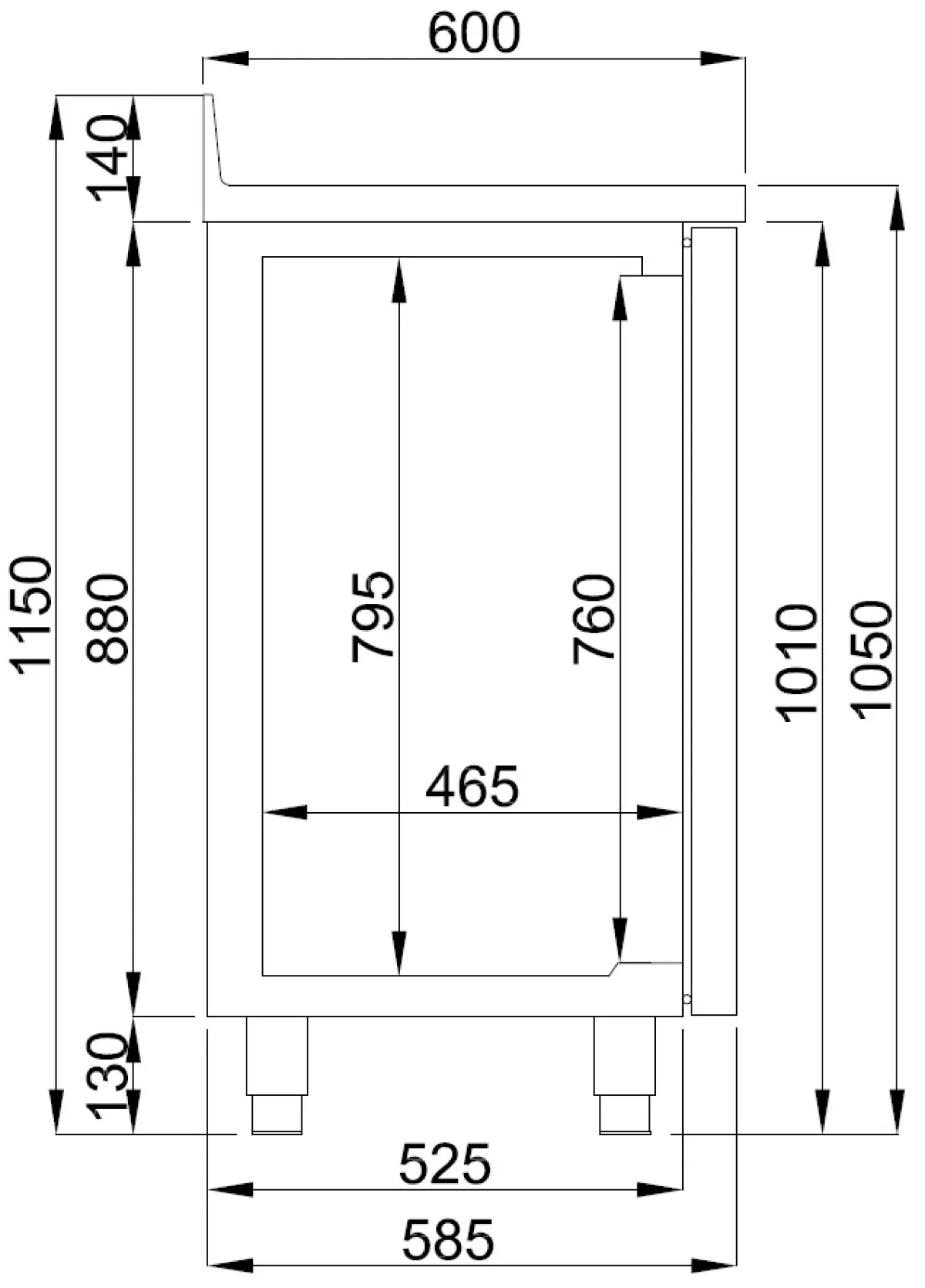 COMBISTEEL PROLINE REFRIGERATED COUNTER 3 DOOR + TROPICAL COMPRESSOR 214X60X105