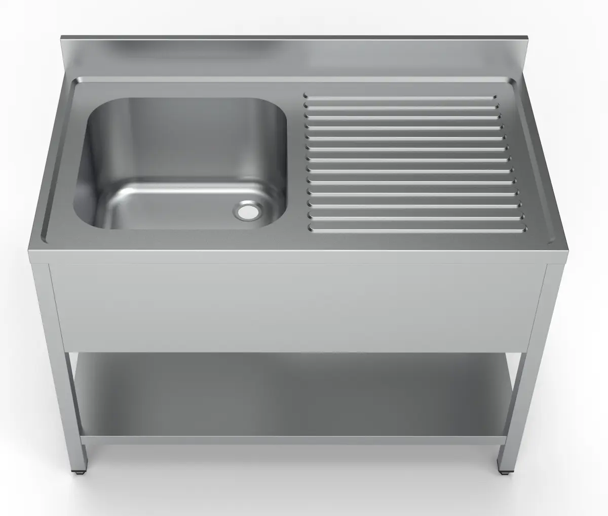 COMBISTEEL S/STEEL SINK 1 BOWL + RIGHT DRAIN + STAND + BOTTOM SHELF 120X70