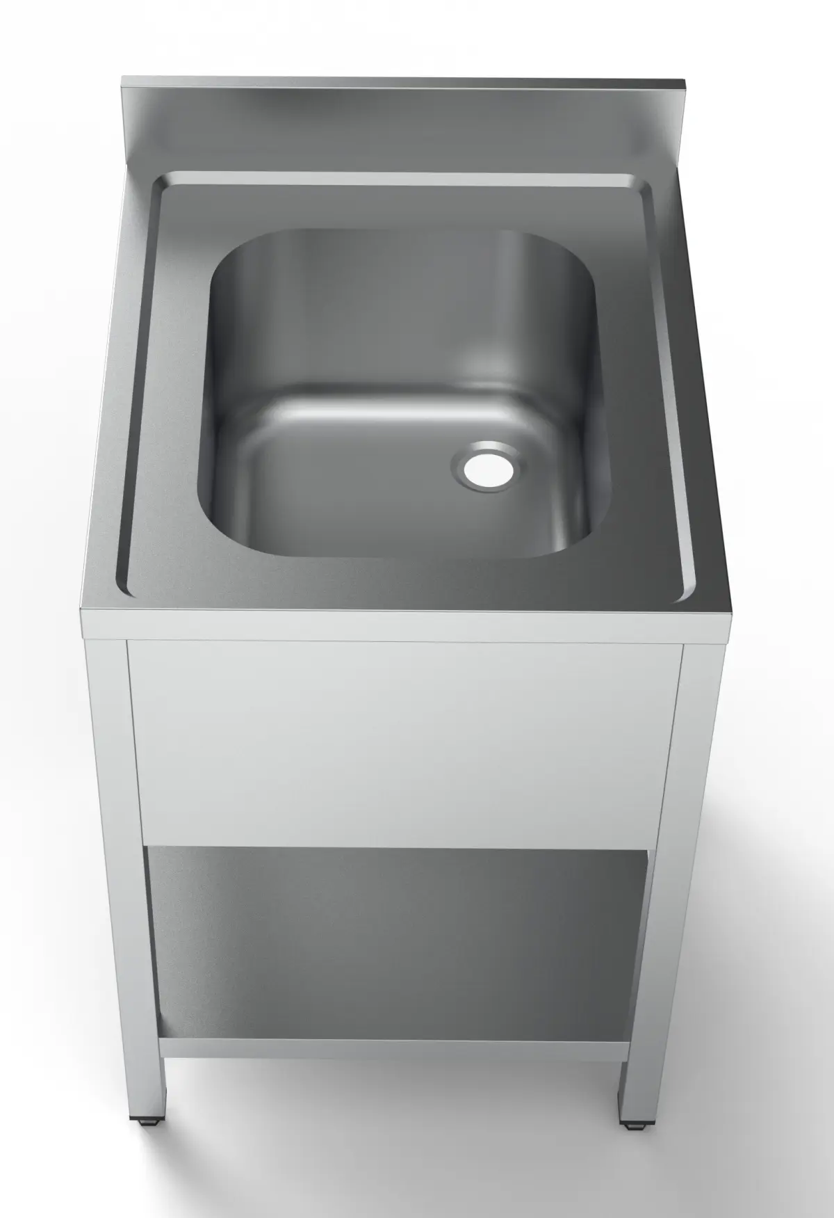 S/STEEL SINK 1 BOWL ONLY + STAND + BOTTOM SHELF - 60X70CM