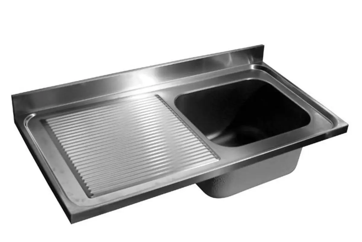 S/STEEL SINK 1 BOWL + RIGHT DRAIN (TOP ONLY - NO BASE) 120X70