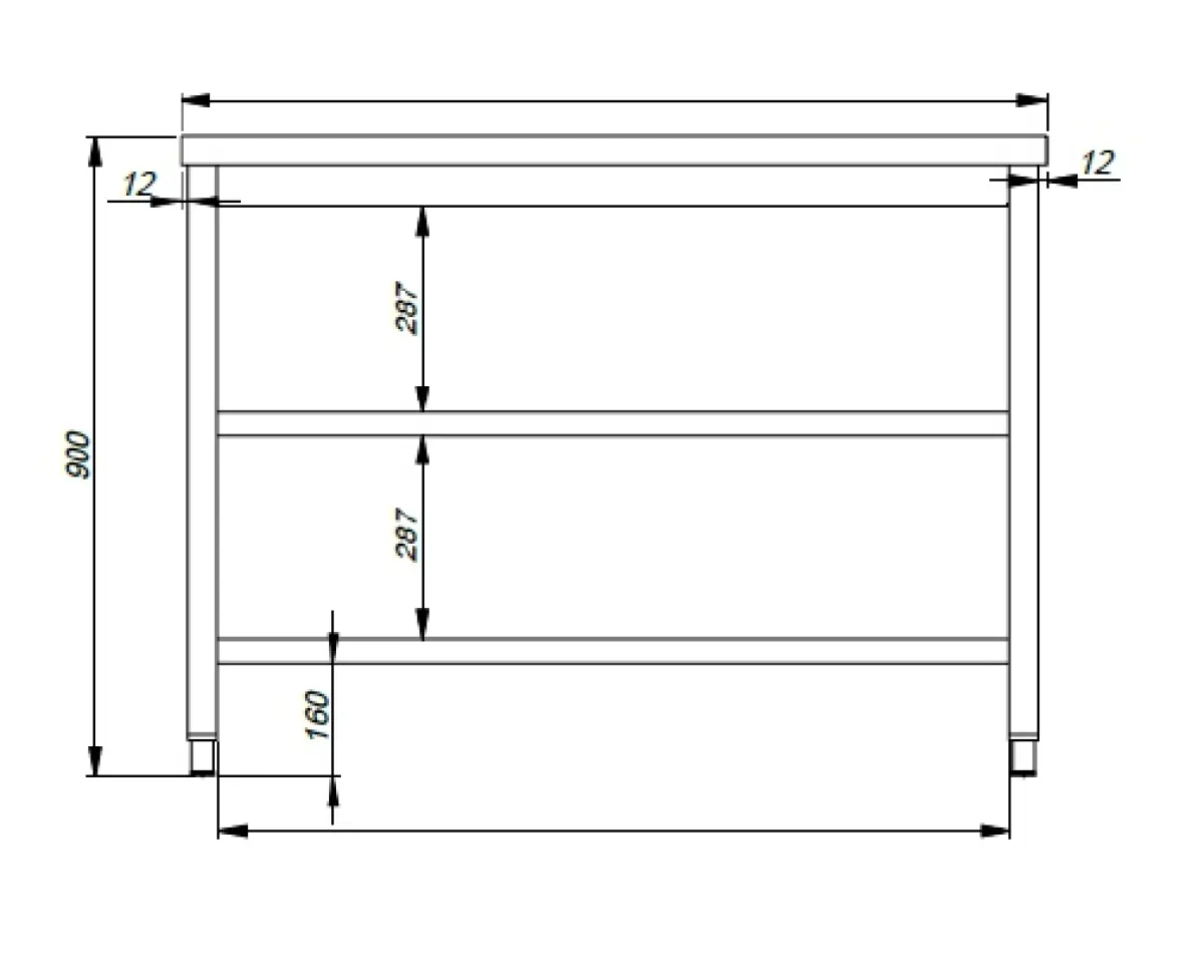 700 WORKTABLE 2 SHELVES 2400