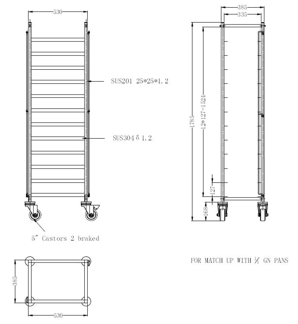 CLEARING TROLLEY FLAT-PACKED 1/1GN