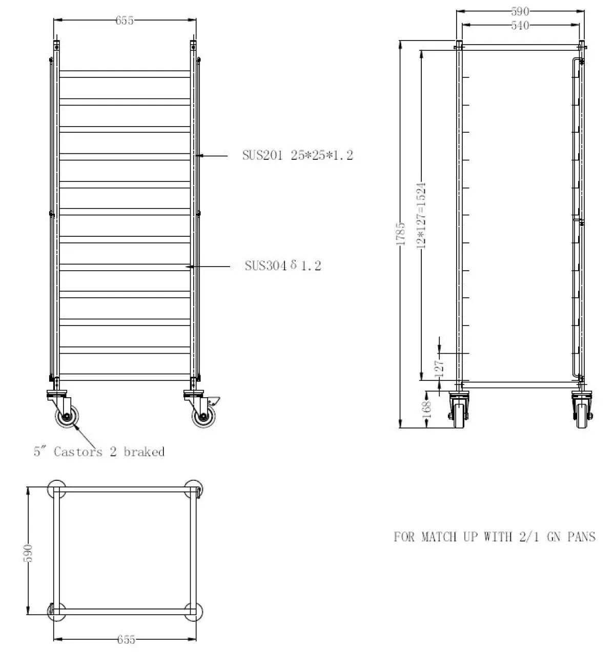 CLEARING TROLLEY FLAT-PACKED 2/1GN