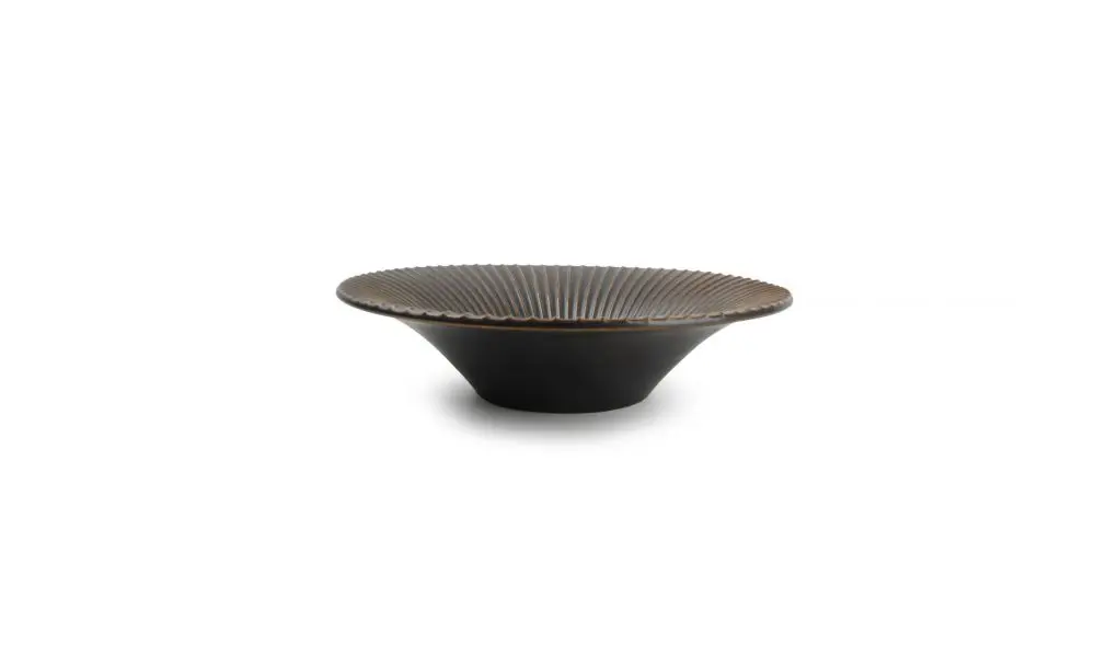 Deep plate 20,5xH5cm striped silver Brass
