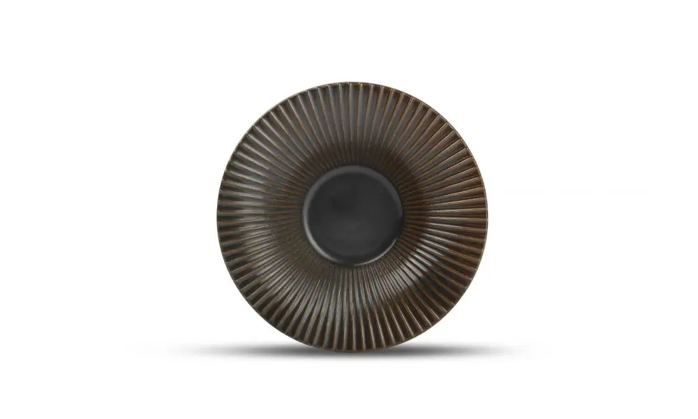 Deep plate 20,5xH5cm striped silver Brass
