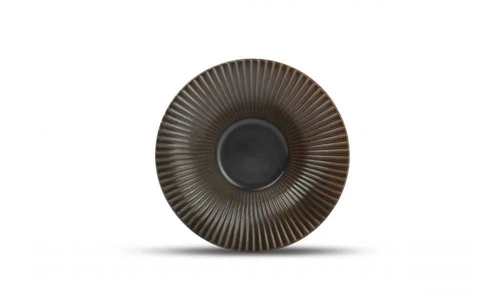 Deep plate 20,5xH5cm striped silver Brass