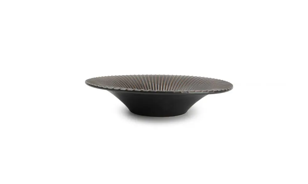 Deep plate 26xH5,5cm striped silver Brass