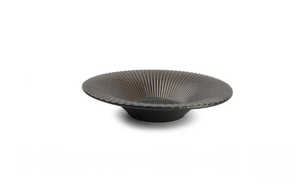 Deep plate 26xH5,5cm striped silver Brass