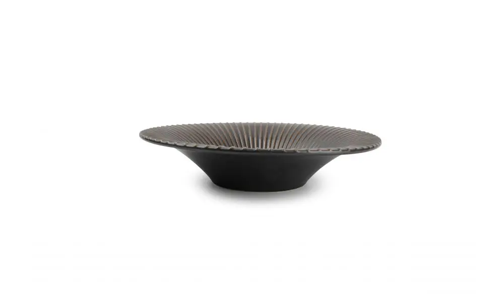 Deep plate 26xH5,5cm striped silver Brass