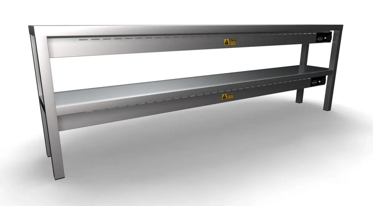 S/STEEL 2 TIER CERAMIC HEATED OVERSHELF - 200X30CM