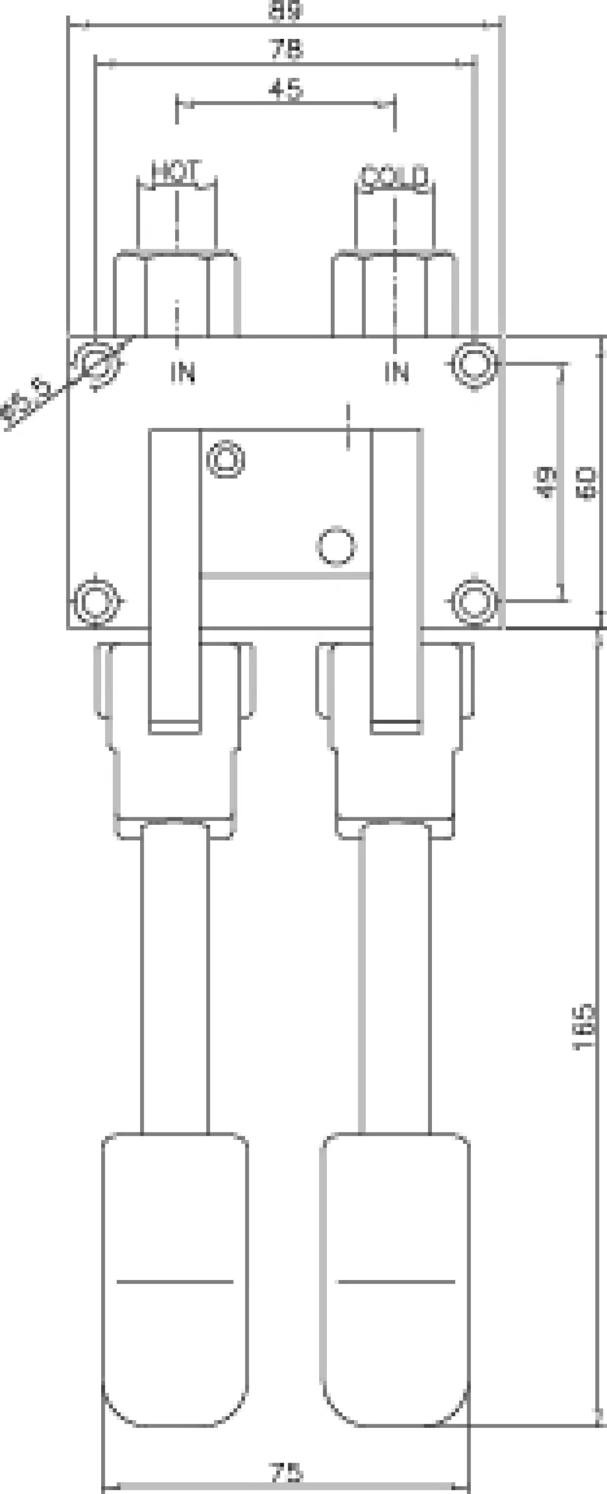 PEDAL CONTROLLED MIXING FAUCET 2 PEDALS